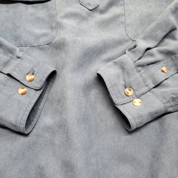Vintage John Blair Shirt Mens M Soft Suede Long Sleeve Satin Lined Banded Hem - Picture 7 of 14